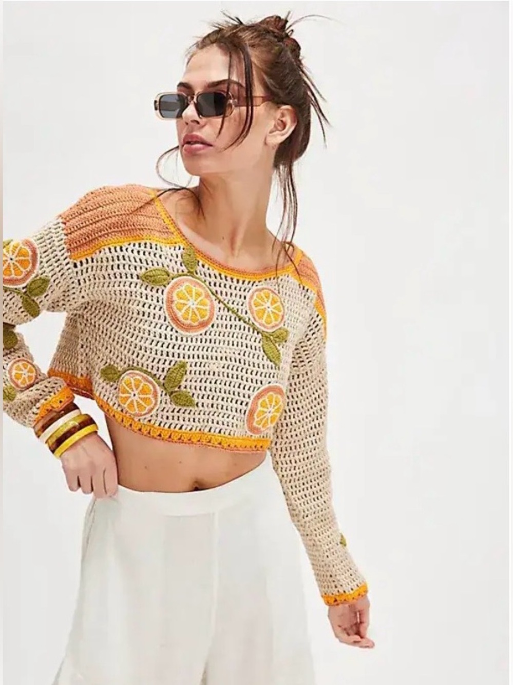Free People Crochet Bali Citrus Crop